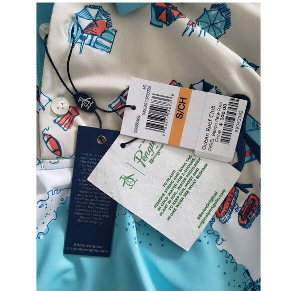 Mens Penguin golf shirt beach vibes size small BNWT - Picture 3 of 12